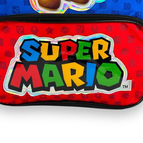 OFFICIAL Super Mario Backpack Reflective Kids School Bookbag Bag 17” w Bag Charm - Picture 11 of 16